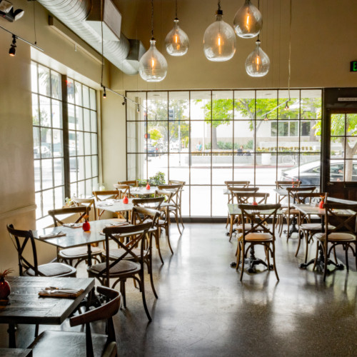 Interior, main seating area, big windows, lots of light